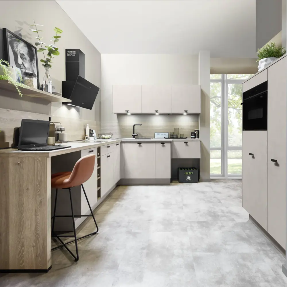 Nobilia L-Küche Grifflos Holzoptik Sand