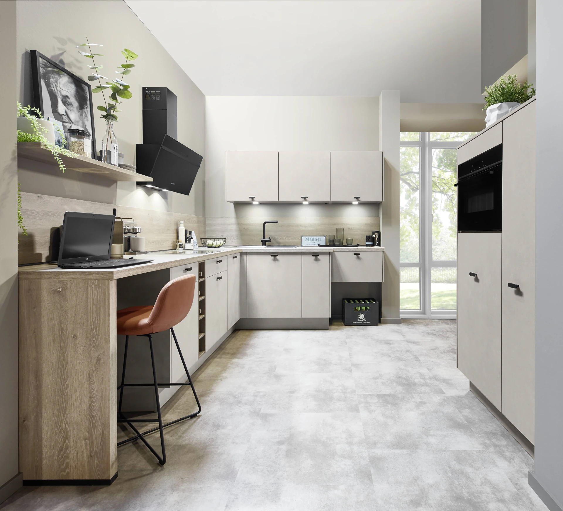 Nobilia L-Küche Grifflos Holzoptik Sand