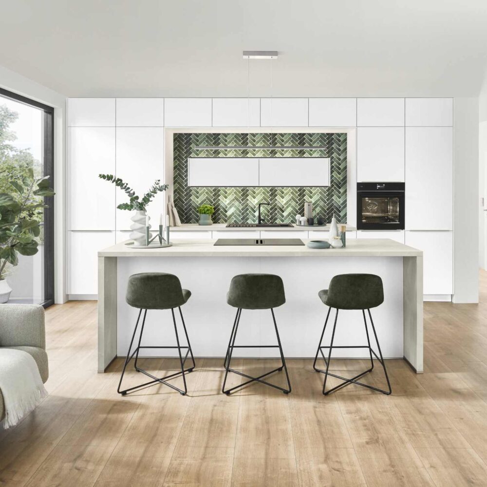 Nobilia Softline Inselküche Alpinweiß matt