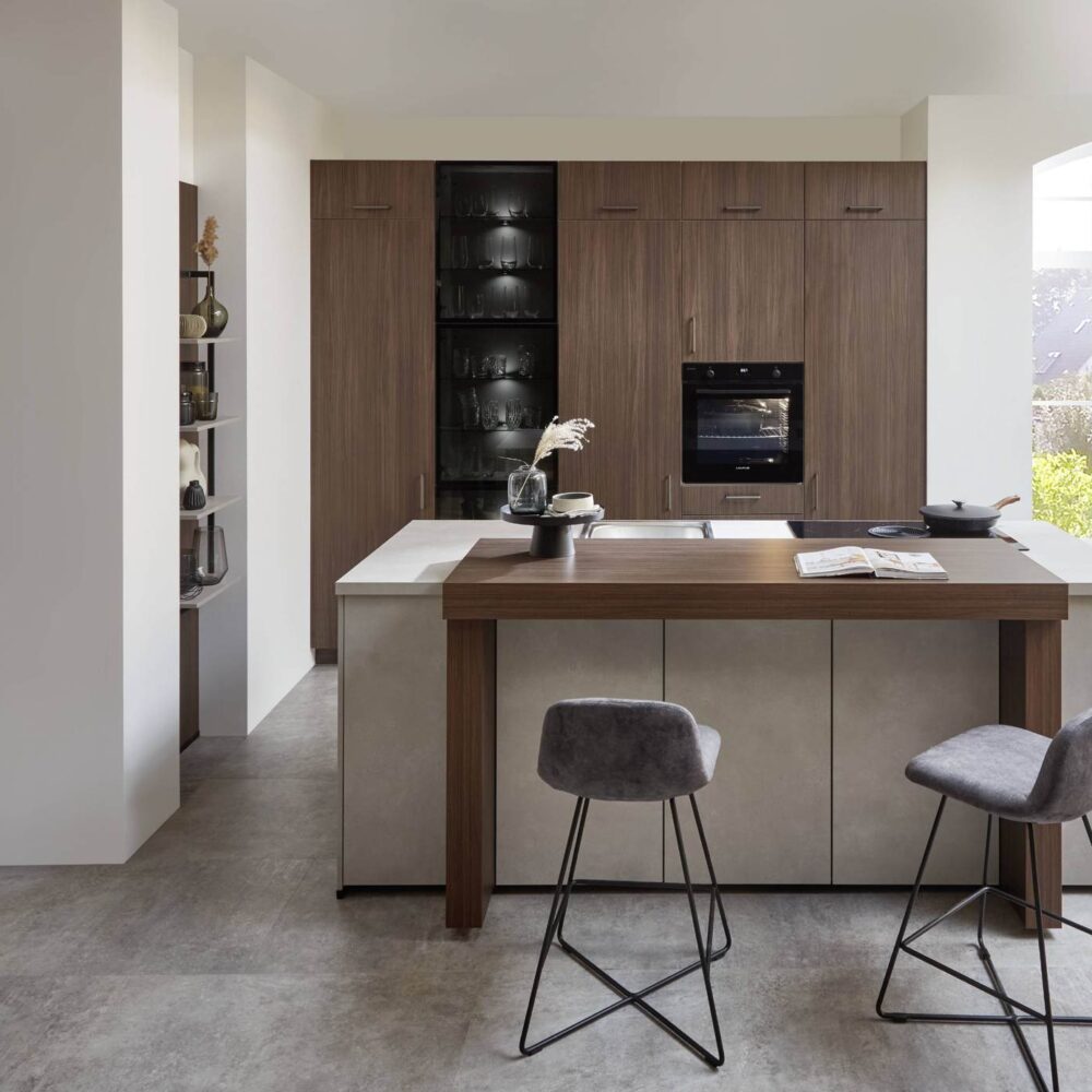 Nobilia Structura Inselküche Nussbaum Beton